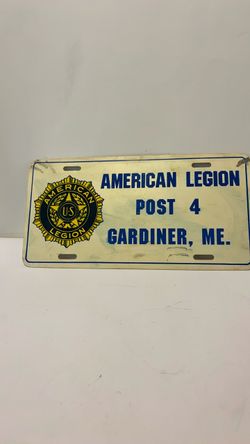 American Legion Post 4 Gardiner ME License Plate
