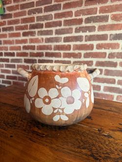 Handmade Terracotta Pot with Floral Design