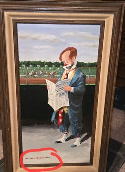 Original Hal Crecy Clown Painting – Signed – Private Collection
