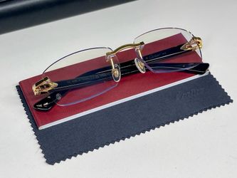 Cartier Black Acetate Glasses Clear Lens Buffalo Horn Sunglasses