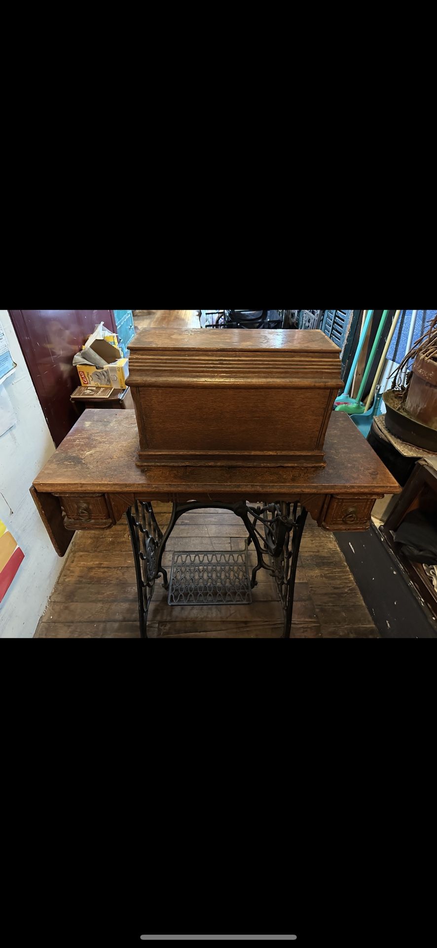 Vintage Singer Treadle Sewing Machine with Original Cabinet