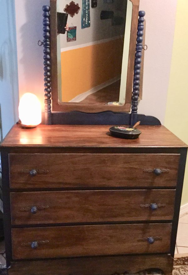 Antique Solid Wood Jenny Lind Dresser With Mirror For Sale In Gulf