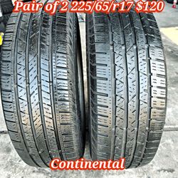 Pair of 2 continental tires 225/65/r17 ‼️ free instalation and balance ‼️