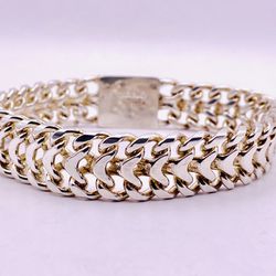 Sterling Silver Double Chain Link Bracelet Stamped 925 