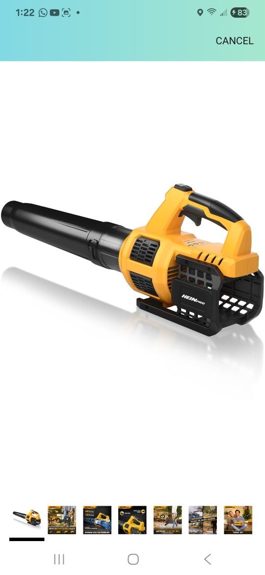 Cordless Leaf Blower for Dewalt 20V Max Battery (Battery not Included) 400CFM Electric Leaf Blower Cordless, Variable Speed, Turbo Mode, Leaf blowers