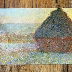 HAYSTACK AT SUNSET NEAR GIVERNY French Oscar Claude Monet Fine Art Print Vintage  COA Antique Certificate of Authenticity 1950’s Japan Printed Collect