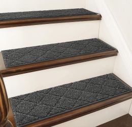 COSY HOMEER Edging Stair Treads Non-Slip Carpet Mat 28inX9in Indoor Stair Runners for Wooden Steps, Edging Stair Rugs for Kids and Dogs, 100% Polyeste