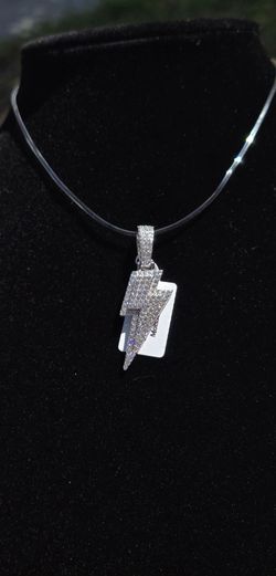 Silver Lightning Bolt Iced in Moissanite