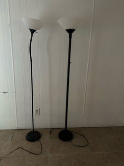 Black Torchiere Floor Lamps – Set of 2