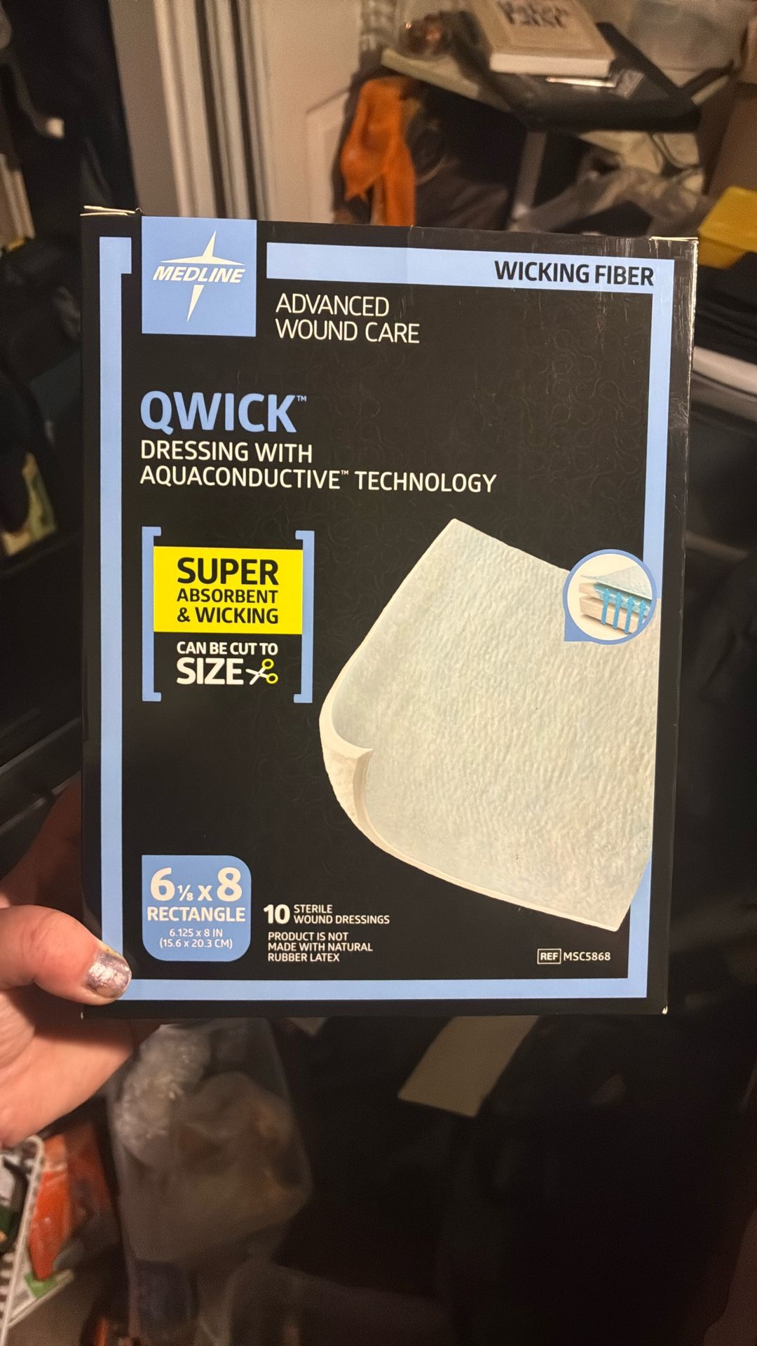 Medline Qwick Advanced Wound Care Dressing with Aquaconductive Technology 6x8 . Box Of 10