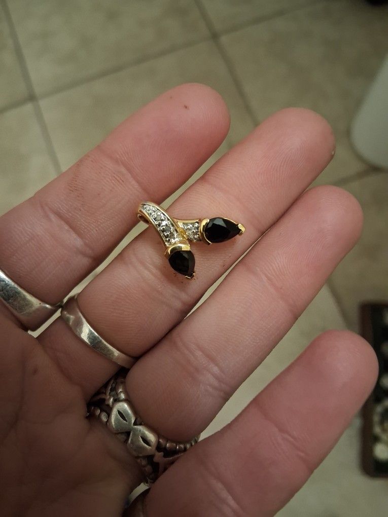 Gold Plated Sterling Silver Diamond And Sapphire Pendant