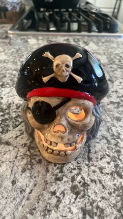 Ceramic Pirate Skull Light-Up Decoration