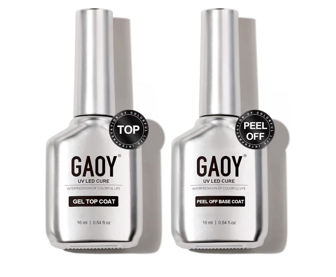 GAOY Gel Top Coat and Peel Off Base Coat Set, 16ml 2 Pcs