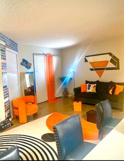 Sofa, 3 Barstools,  1 Accent Chair