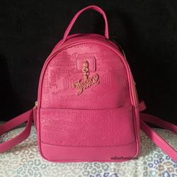 New Pink Juicy Couture Backpack Purse Love Lock Embossed Raspberry Tart MSRP $89