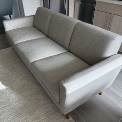 West Elm Oliver 82" Sofa, Twill, Dove, Walnut