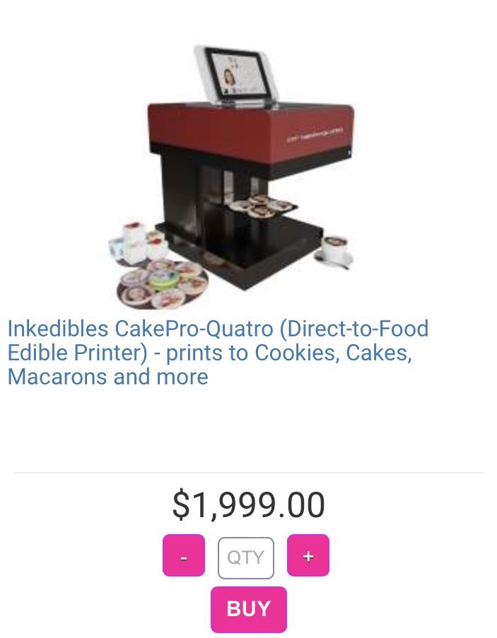 Edible Printer & Edible Ink By Inkedibles CakePro-Quatro (Direct-to-Food Edible Printer) - prints to Cookies, Cakes, Macarons