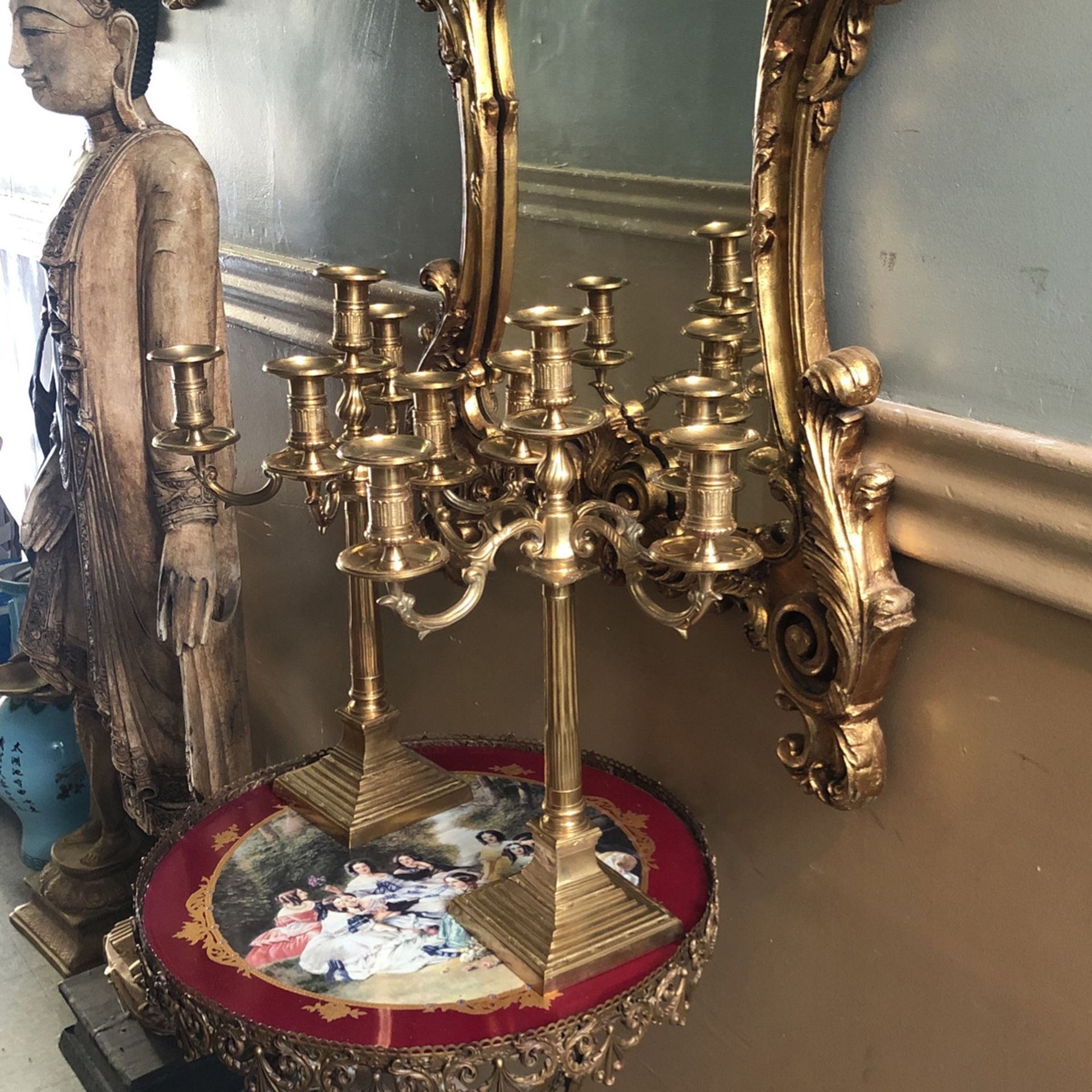 VINTAGE BRASS CANDELABRAS 20 Inches Tall 15 Wide 