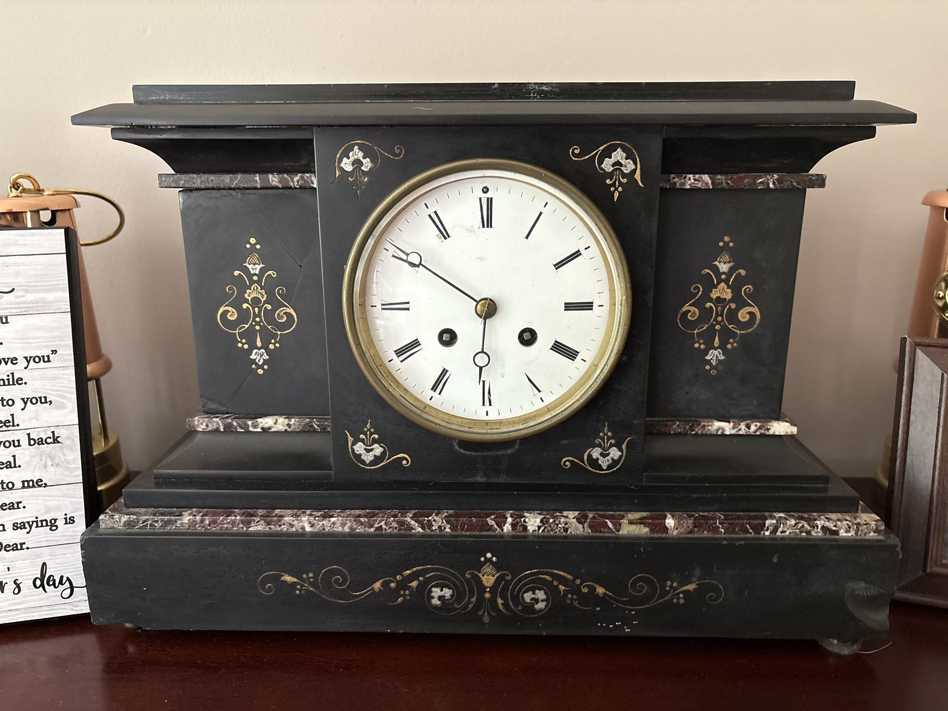 Antique Marble Wind Clock.