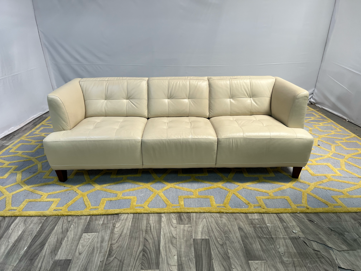 ( Delivery Available ) Macys Leather Cream White Sofa