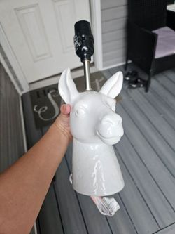 Llama Head White Ceramic Lamp for Kids/ Nursery