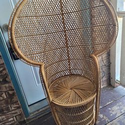 Authentic Vintage Rattan Wicker Peacock Chair
