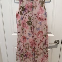 Signature by Robbie Bee Women A-Line Dress Size 10 Pink Floral Sleeveless