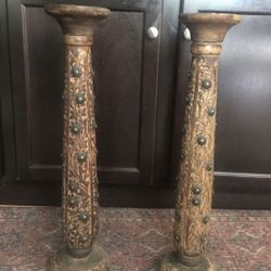 Large Wood Candle Holders