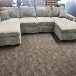 Grey double chaise sectional