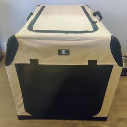 X-Zone Soft Traveling Pet Crate – Tan/Black – Folds Flat