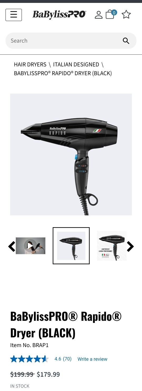 Babyliss PRO RAPIDO Hair Dryer