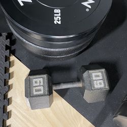 Single 60 lbs and a pair of 15’s and 20’s