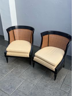 Gorgeous pair (2) of Mcm cane accent chairs