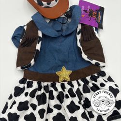 NWT 3pc Cowgirl Dress  Brown Vest DogCostume Size X-Small and Small