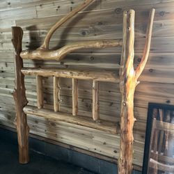 Very nice solid wood log headboard 