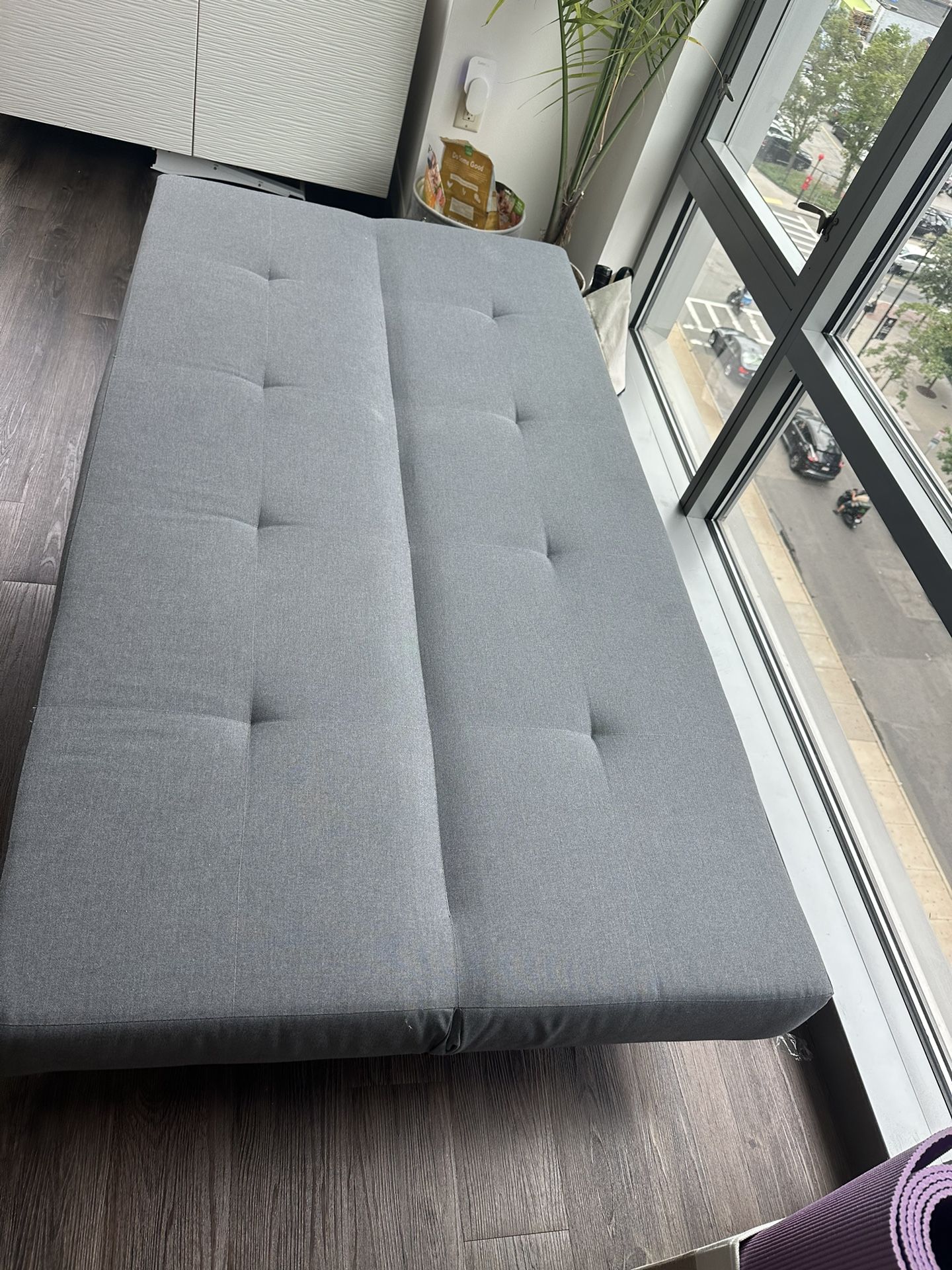 Gray Covertable Single Bed Couch