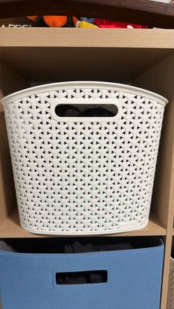 Y-Weave XL Curved Decorative Storage Basket White - Brightroom™: Plastic Bin, Nesting, Cut-Out Handles