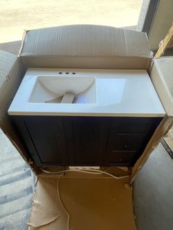 Glacier Bay Bannister 37 in. Single Sink Dusk Bath Vanity with White Cultured Marble Top (Assembled)