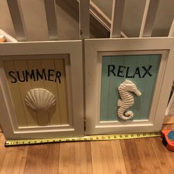 Relax Seahorse And Summer Scallop Shell Pictures Beach Decor 