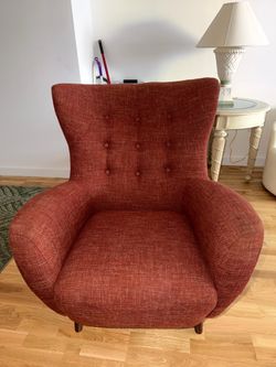 Article Mid-Century Modern Accent Chair – Rust/Brick Red