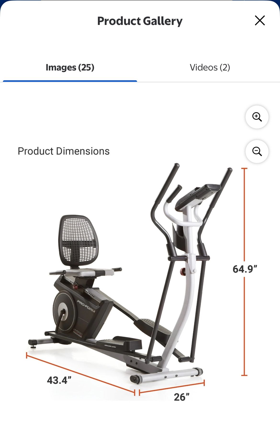 ProForm 2-in-1 Elliptical & Recumbent Bike hybrid trainer home exercise machine