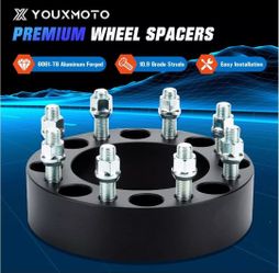 2 PC FORGED SPACER 8X170 (8X6.5) / 125CB / 14X1.5 / 2" 51MM BLACK