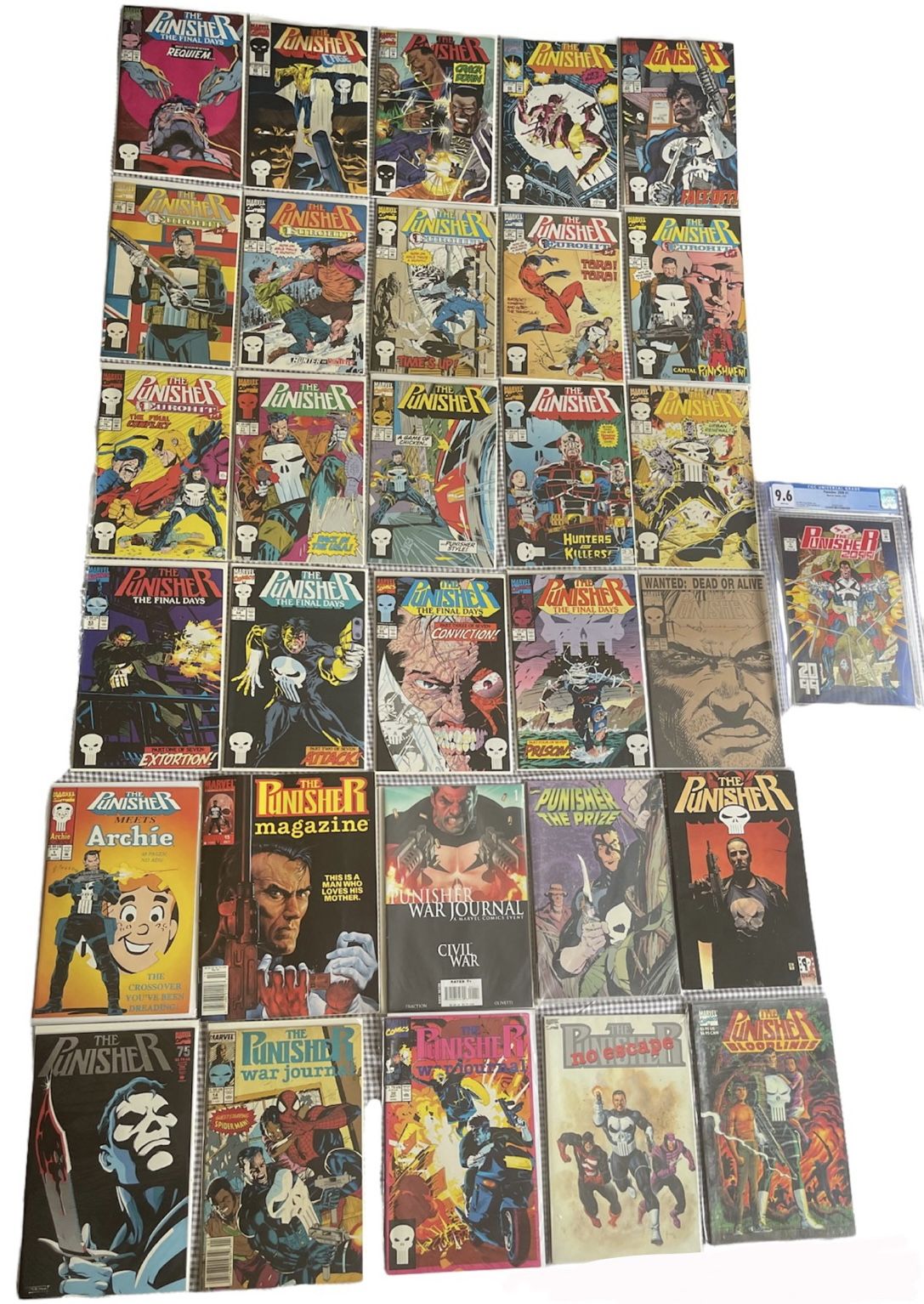 The Punisher Pack MEGA LOT!!UPDATED: 38 Comics, 1 CGC and Free Punisher T-Shirt!