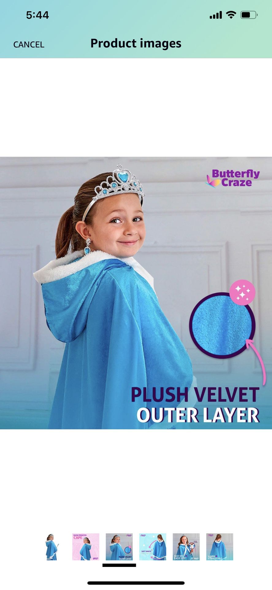 Brand New Princess Hooded Cloak With Crown And Wand 3-4 Years Old Costume