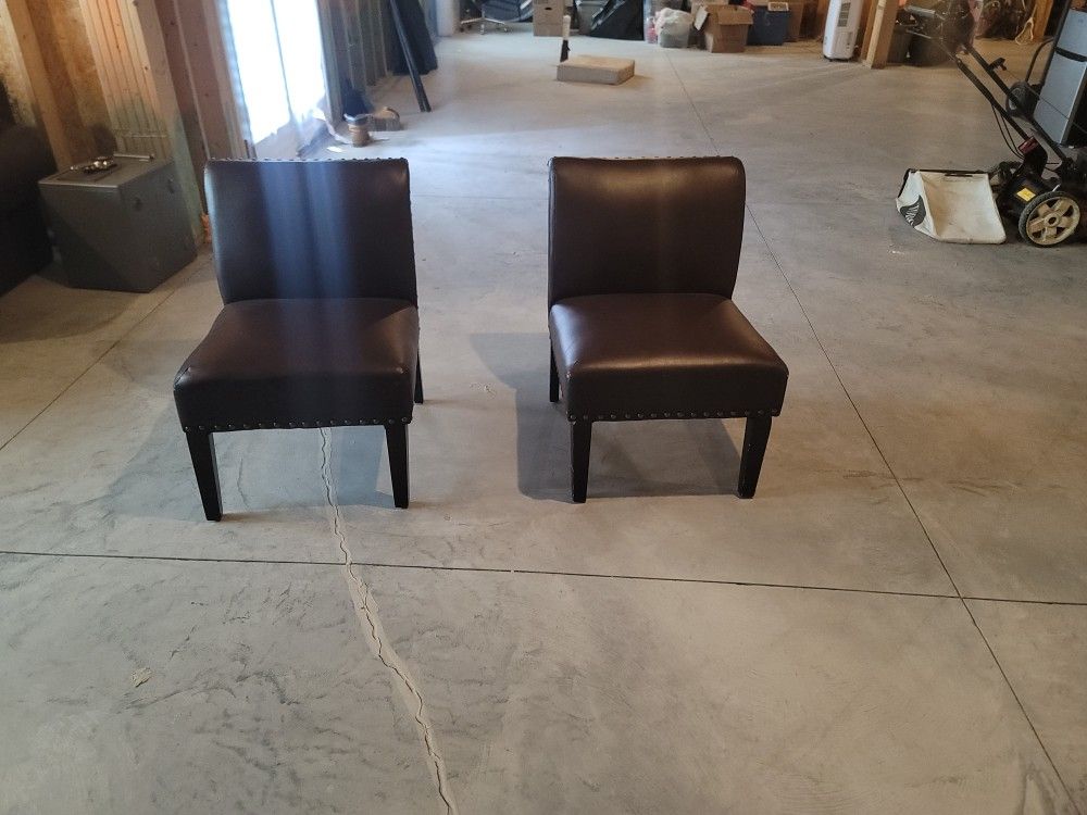 2 Leather (Nall Head Trim) Chairs $200 OBO