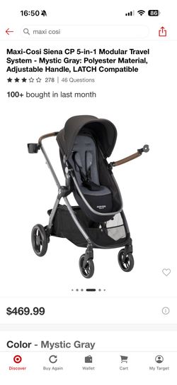 Maxi-Cosi Siena CP 5-in-1 Modular Travel System - Mystic Gray