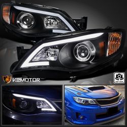 Fits 2008-2011 Subaru Impreza WRX Outback Black LED Bar Projector Headlights