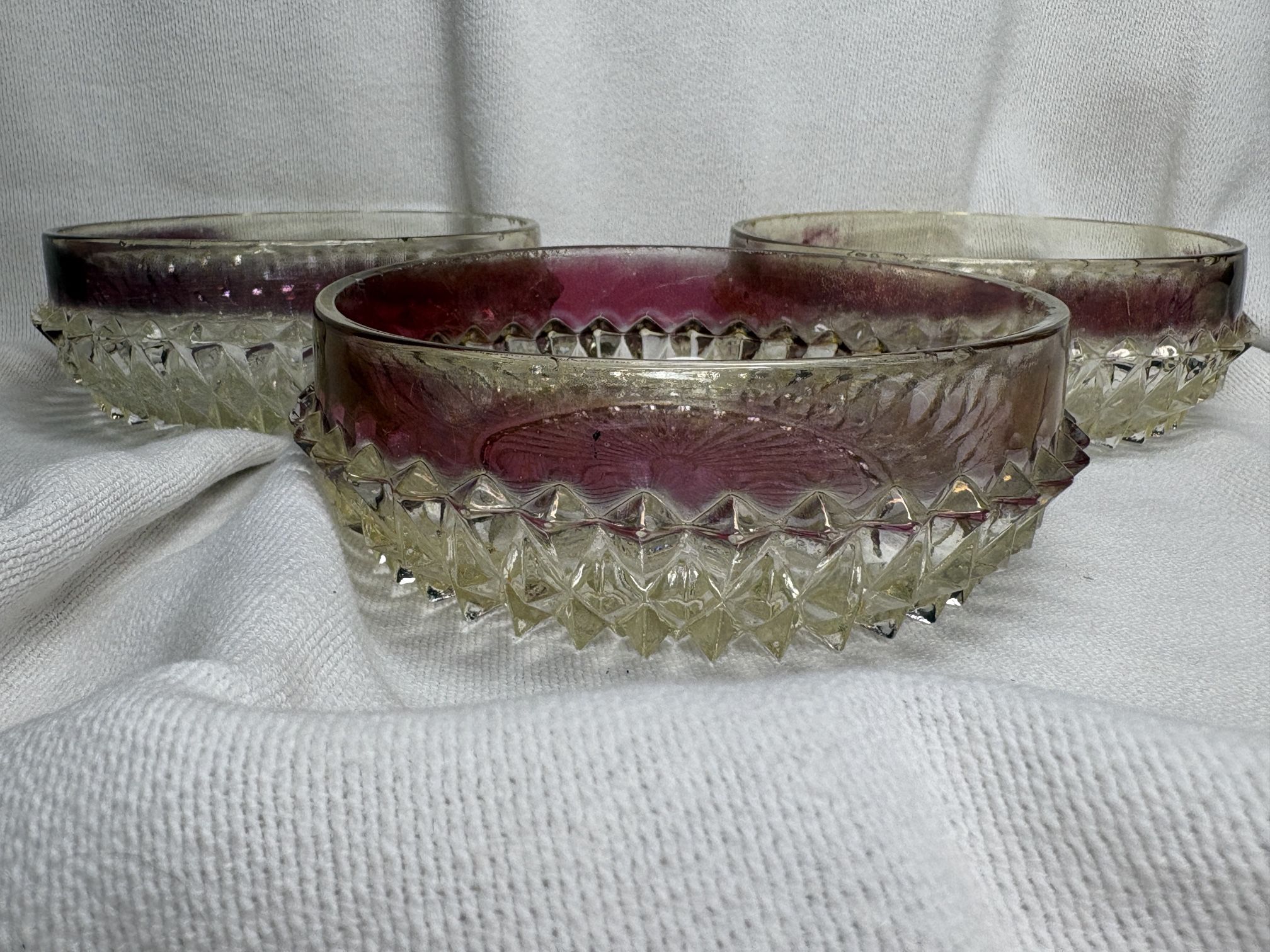 Indiana Glass Diamond Cut Glass Dessert Cups