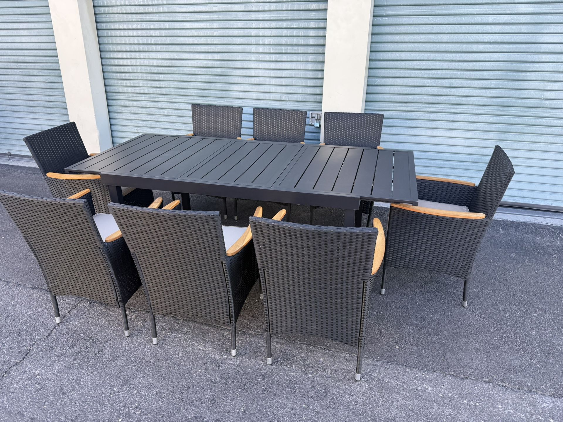 Patio Outdoor Dining Furniture New 8 Chairs With Cushions 1 Extended Table