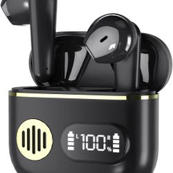 TWS True Wireless Stereo Earbuds Bluetooth 5.3 Waterproof Swim 50H Playtime Built In Noise Cancellation Mic LED Display Charging Case New Sealed